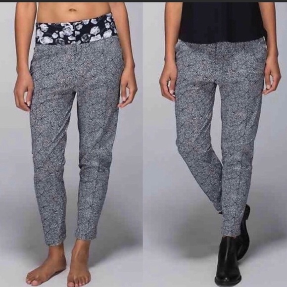 Lululemon DEPARTURE PANT/6/PLUSH PETAL BLACK GHOST/Size-8 - Picture 1 of 8